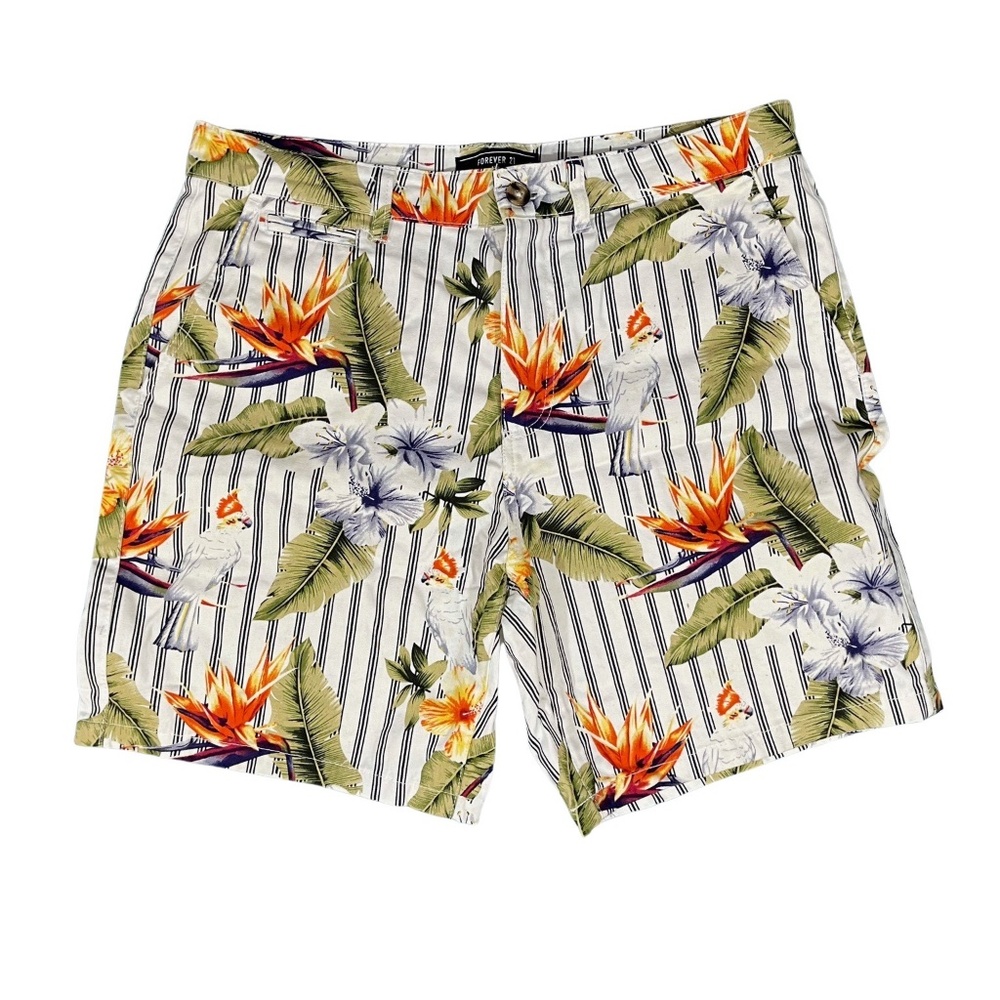 Forever 21 Floral Pinstriped shorts